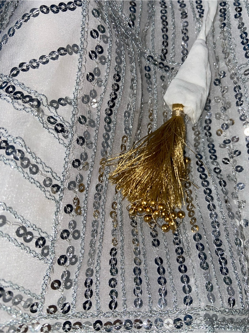 White Silver Embellished Bridal Georgette Net Lehenga Set - Picture 10 of 11